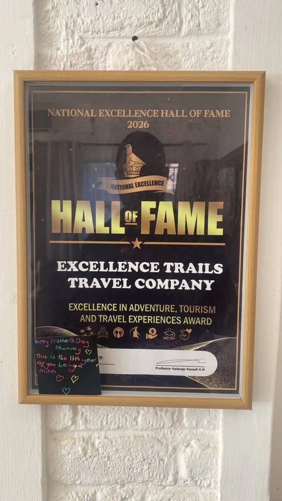National Excellence Hall of Fame 2026 award certificate presented to Excellence Trails