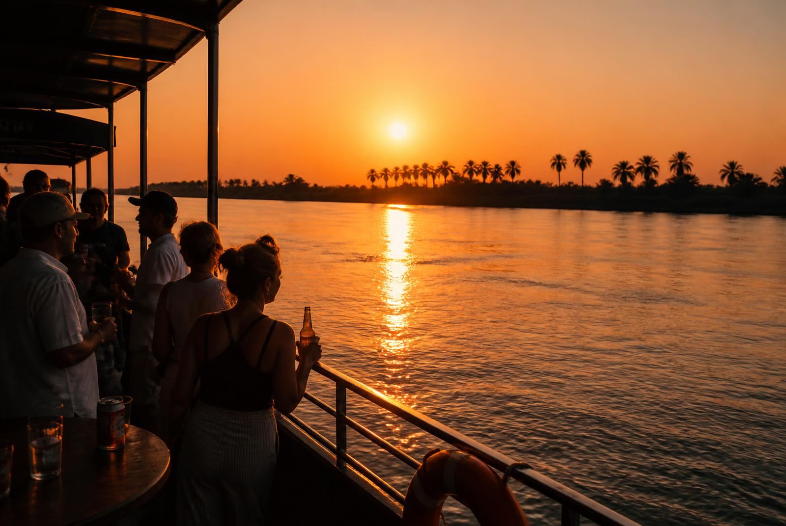 Calm channels of the upper Zambezi River in warm afternoon light